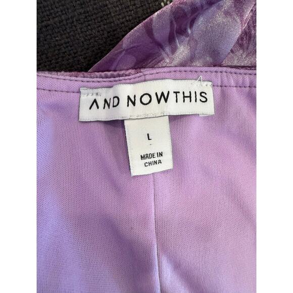 And Now This Satin Floral Mini Slip Dress Purple Large bohemian - Picture 7 of 12